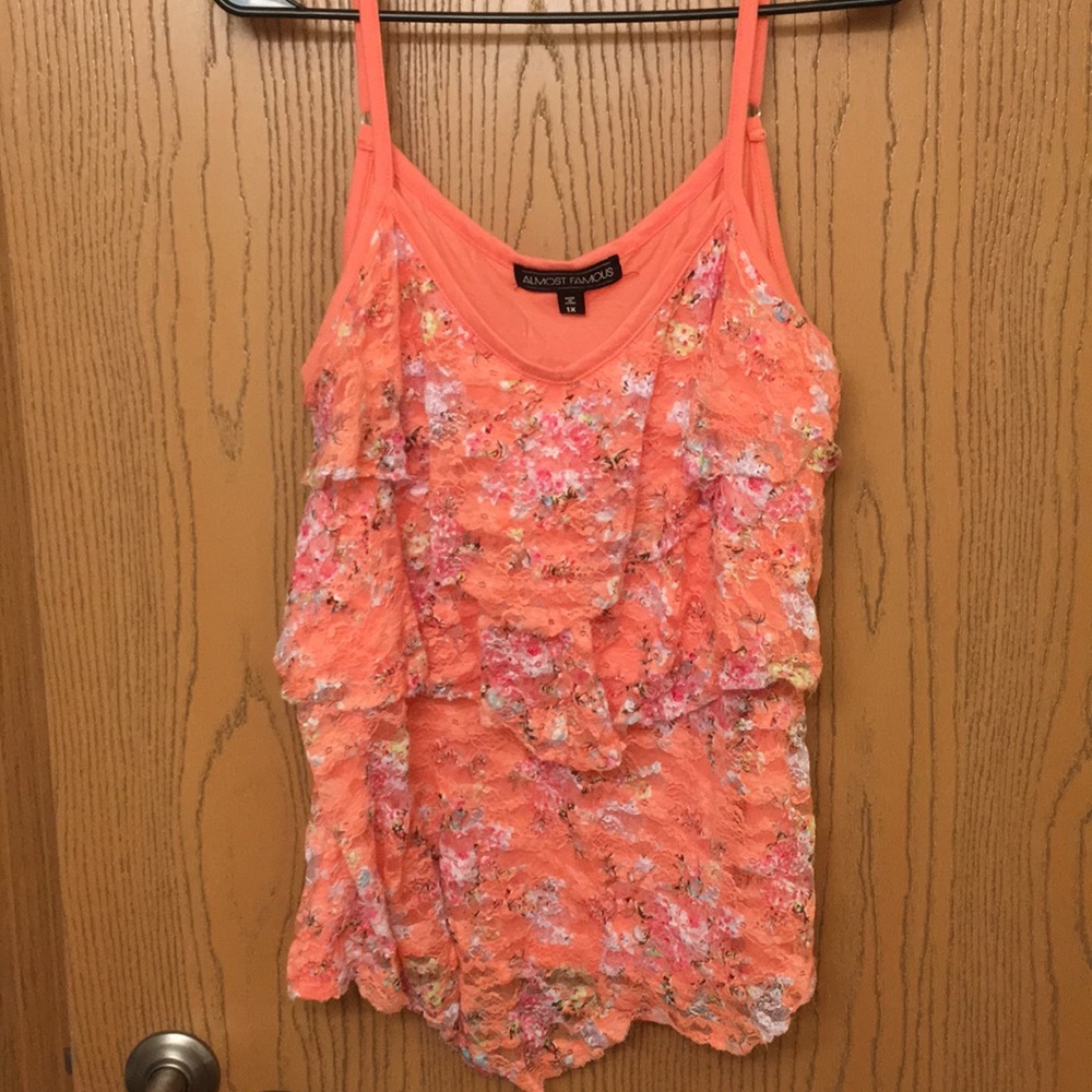 Lacy, floral tank top w/ adjustable straps